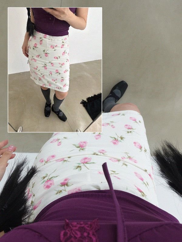 VIVIC（ビビク）の「VINTAGE TULIP PINTUCK MIDI SKIRT（Skirts）」