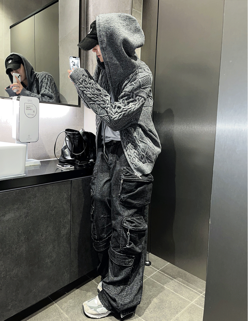 multi pocket cargo denim pants