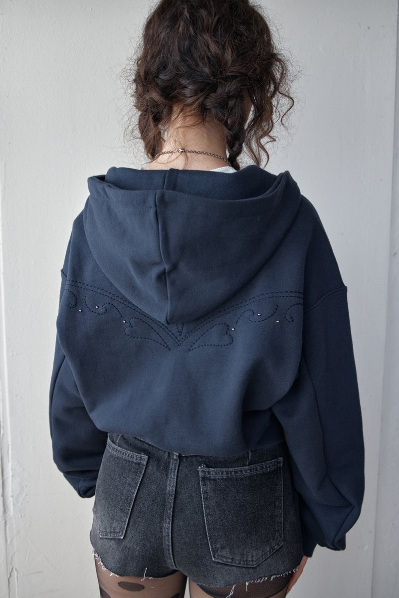 WESTERN BOLD STITCH HOODIE - NAVY 