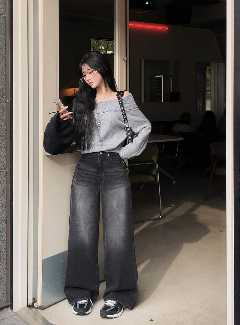 [BELLIDE MADE] Shearing, back pocket denim wide pants