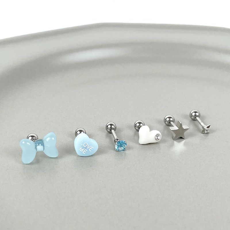 [SET] Ribbon Heart Cubic Piercing