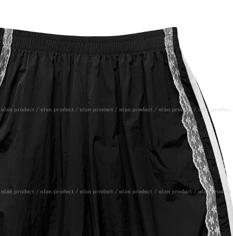 Ruffy Lace Track Nylon Pants