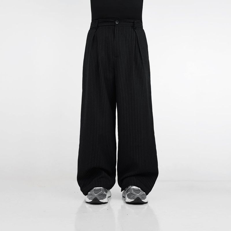 Hierarchy Studios(ヒエラルキースタジオ)の「HIERARCHY STUDIOS Unruled - Stripes Black Tuck Slacks Trousers(Pants)」