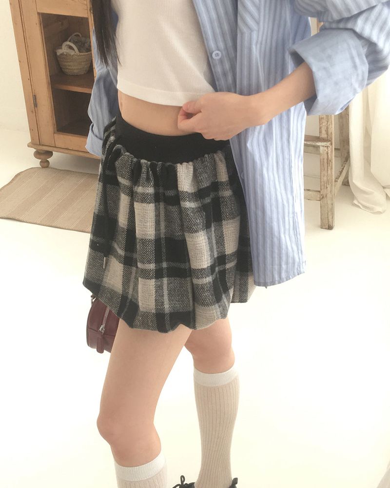 Bellit checkered balloon pumpkin mini skirt