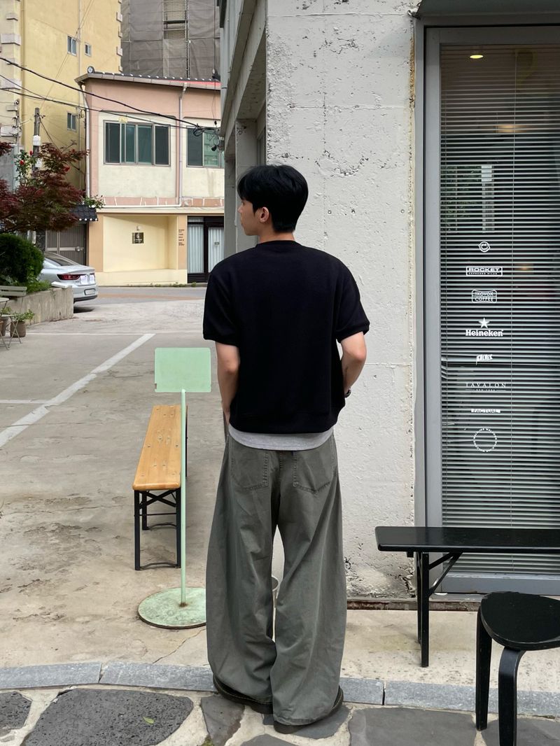 Deep Pleat Curved Cotton Pants