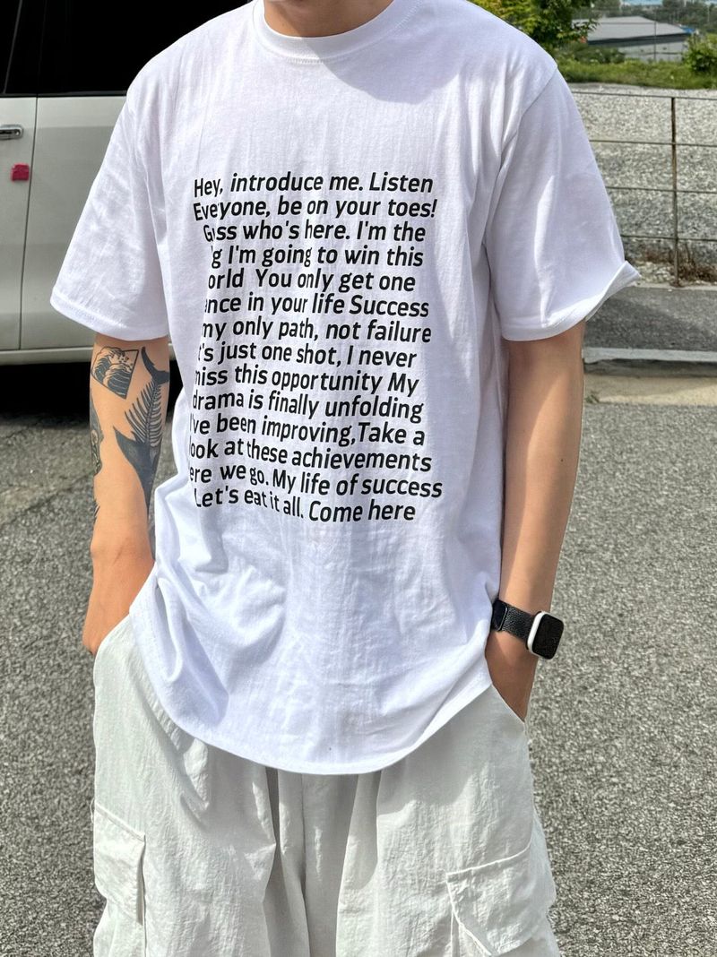 Square frame lettering short sleeve T 3C