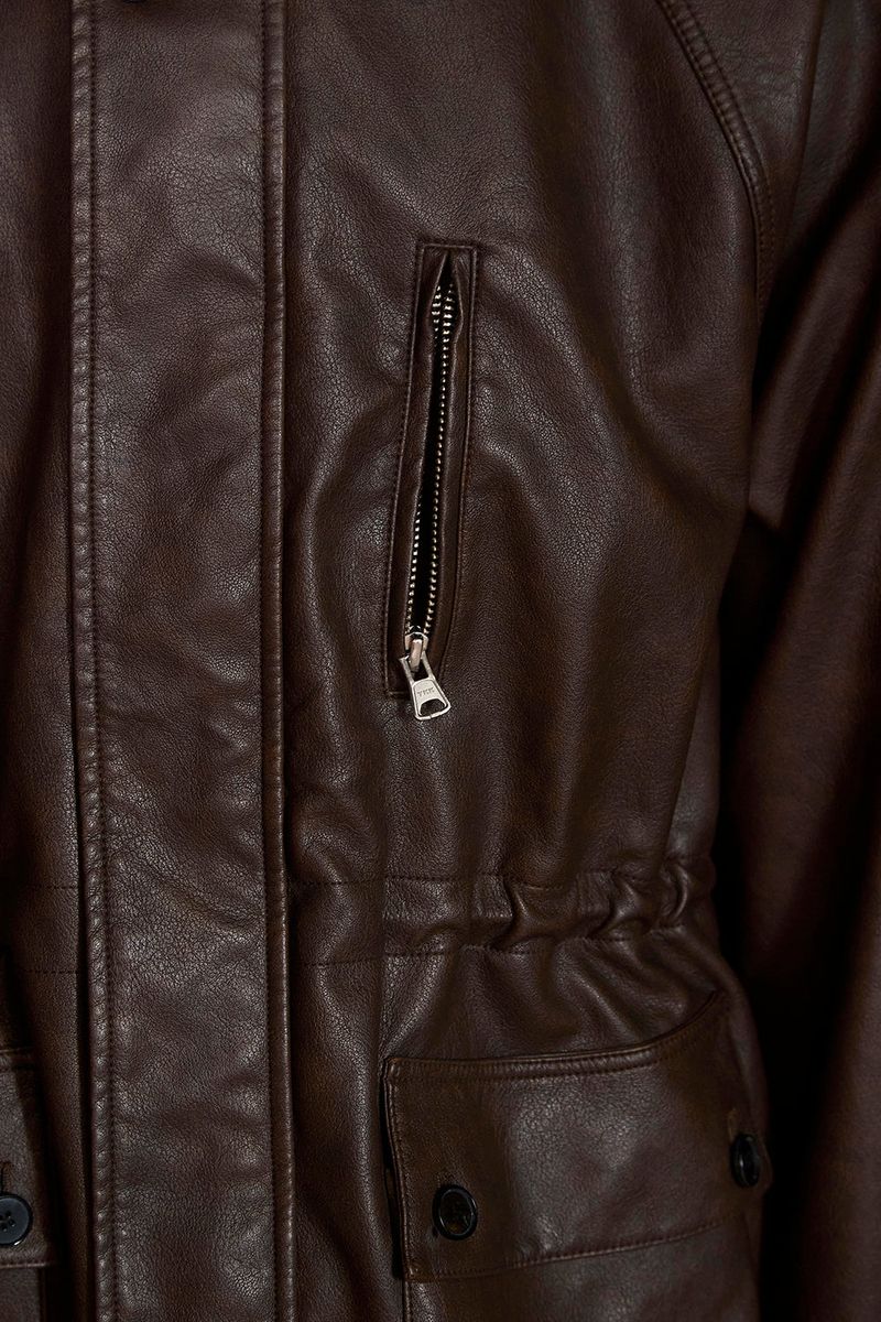 WASHED LEATHER FIELD JACKET / BROWN
