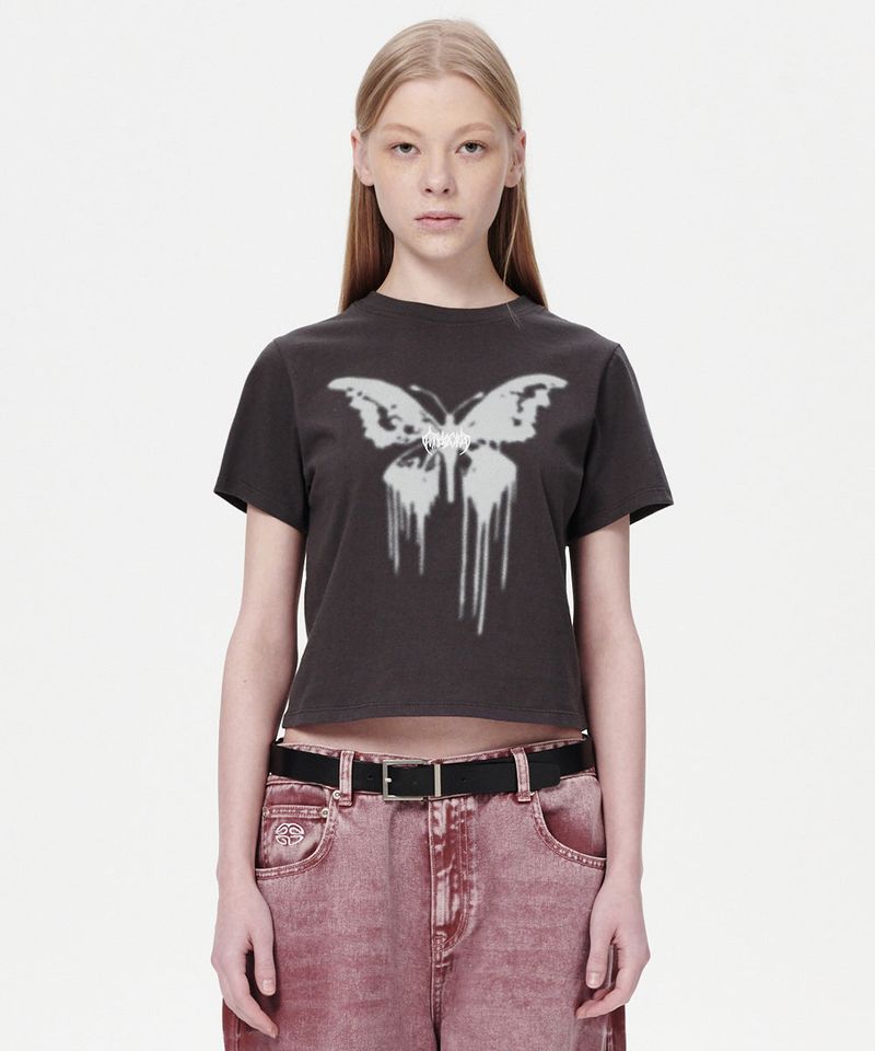 mahagrid（マハグリッド）の「BUTTERFLY GOTH CROP TEE（Tops）」