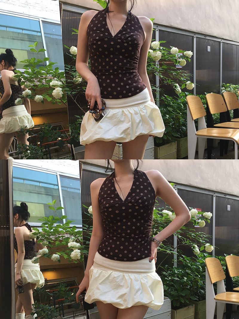 Vintage Dot Halter Sleeveless