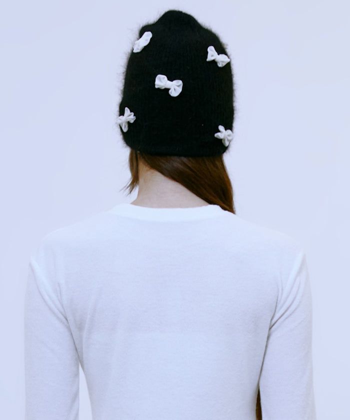 Ribbon Mohair Beanie (BLACK)