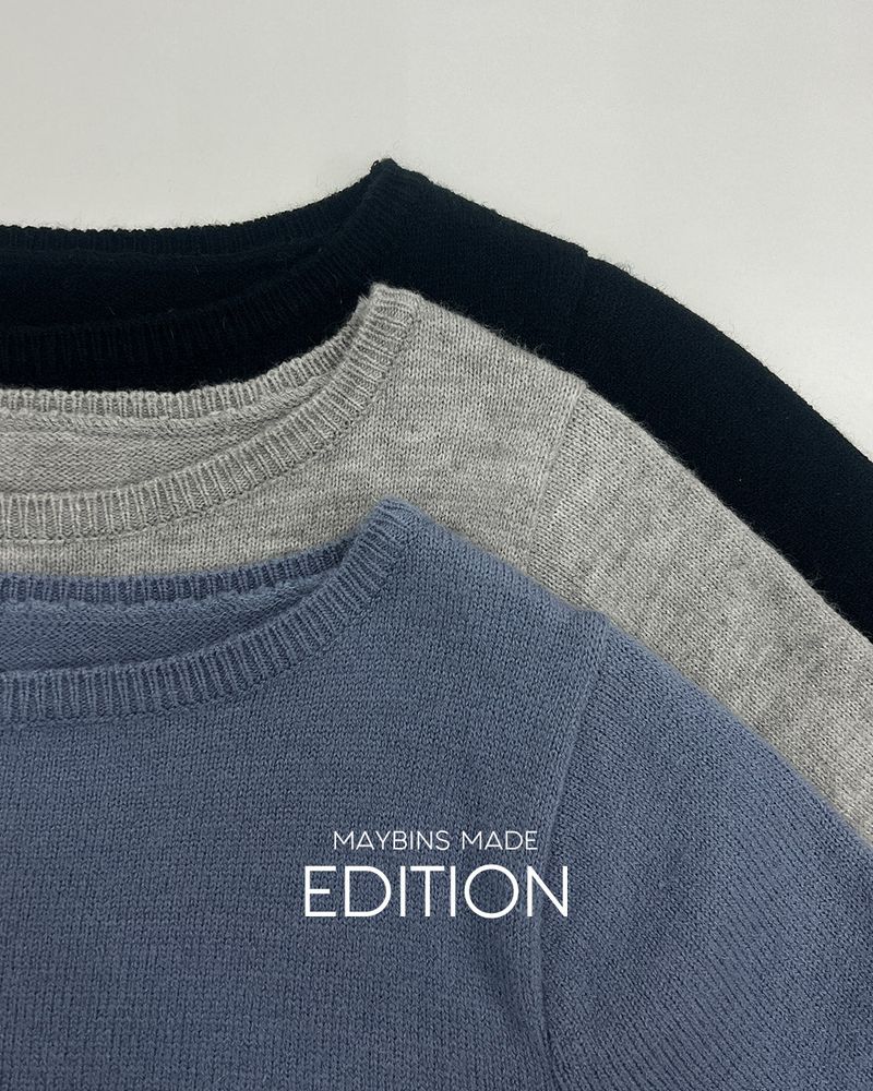 【MADE】Boat neck crop knit