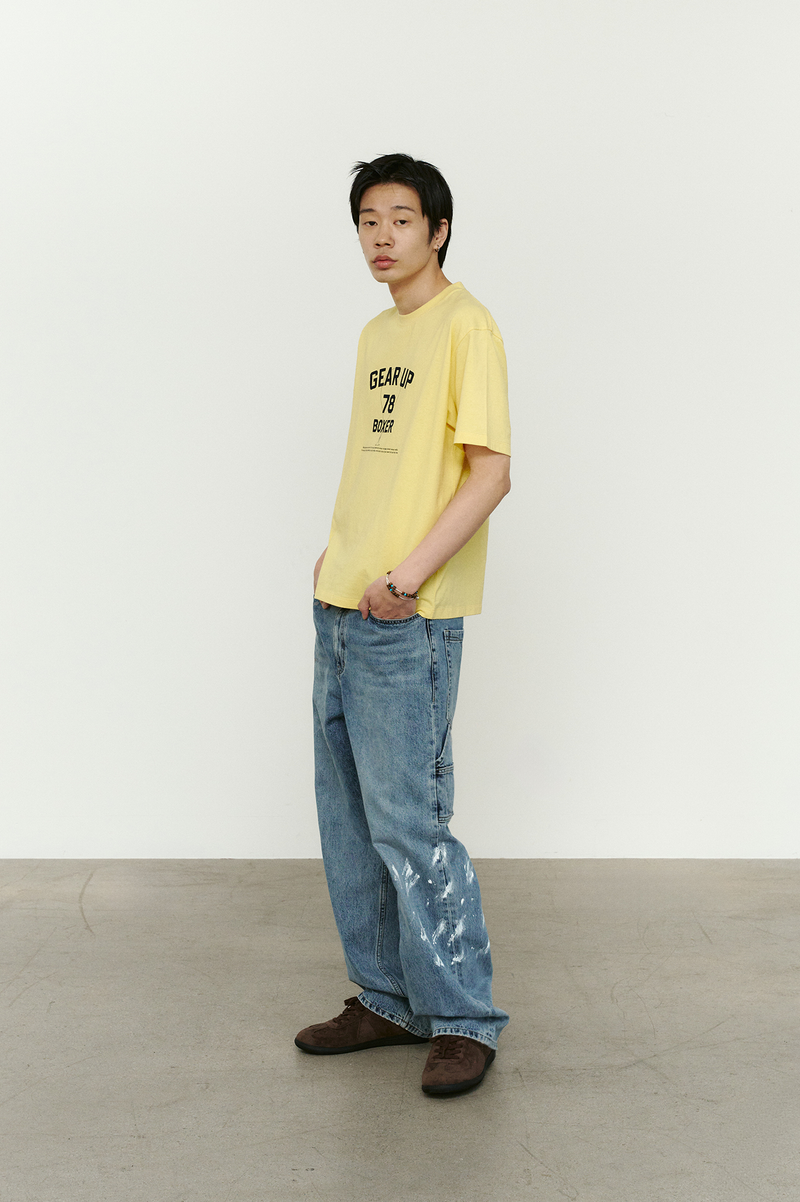Aged Splatter Carpenter Denim Pants(Washed Blue)