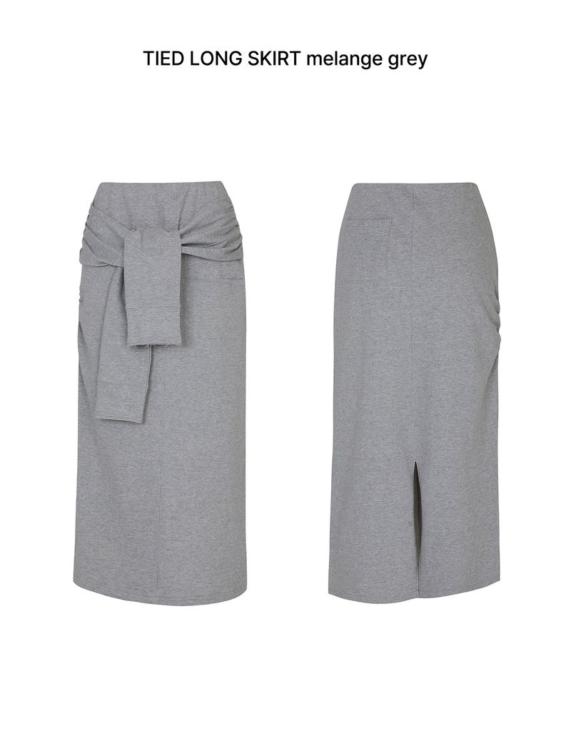 TIED LONG SKIRT melange grey