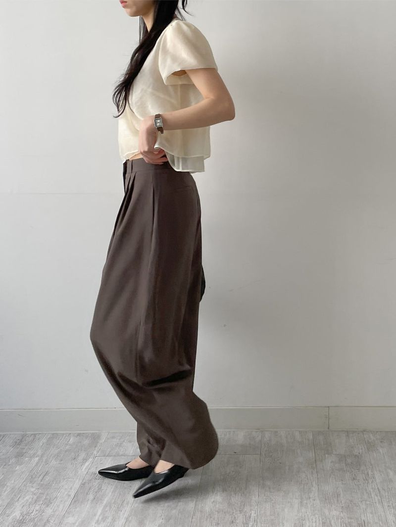 [Summer ver.] Tie Two Tuck Long Wide Slacks