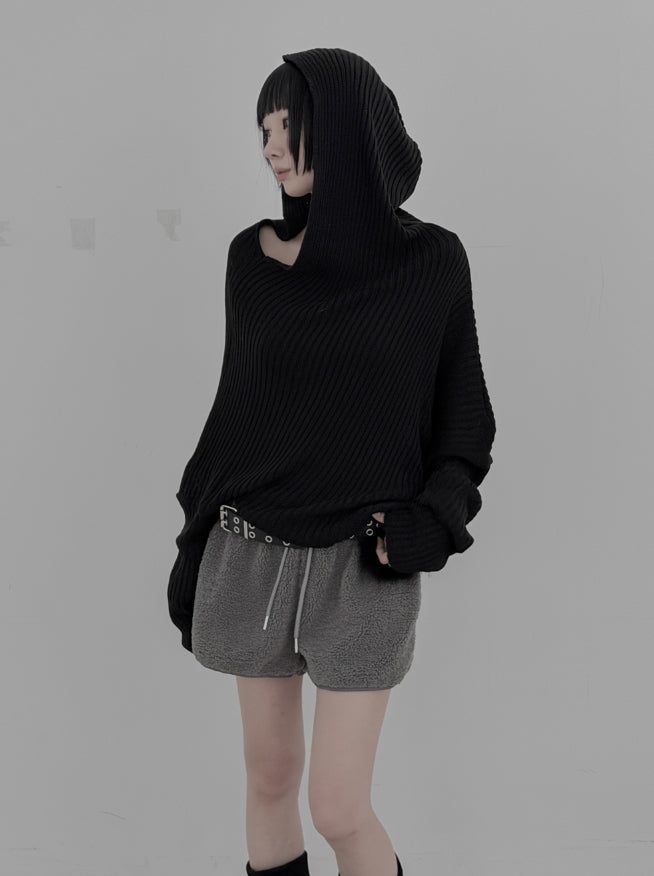 mnem（ムネム）の「One-off diagonal hooded knit（Tops）」