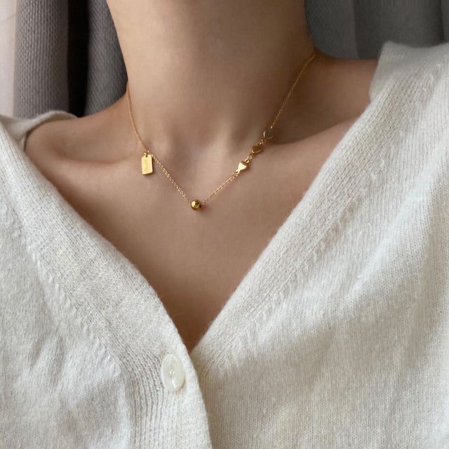 shii Ball Simple Heart Two Way Handmade Necklace