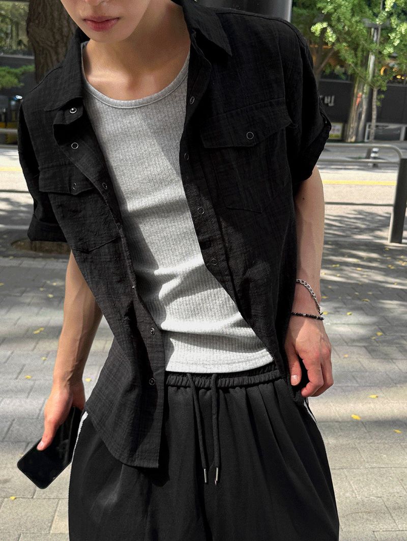 Plaid Roll-Sleeve Shirt