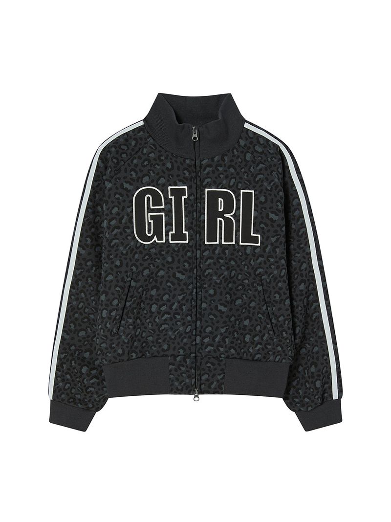 LEOPARD ZIP UP BLACK