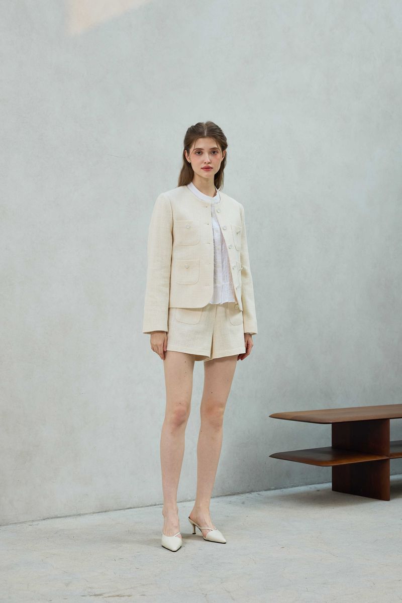 CHERISH TWEED SHORTS PANTS / WHITE