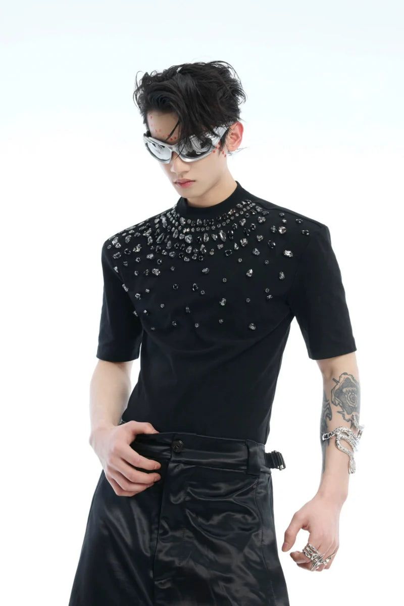 Argue Cultureの「Rhinestone Fitted Stretch T-Shirt（Tops）」