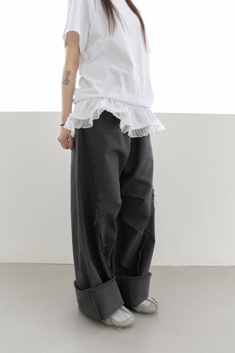 rough fringe wide pants(3colors)