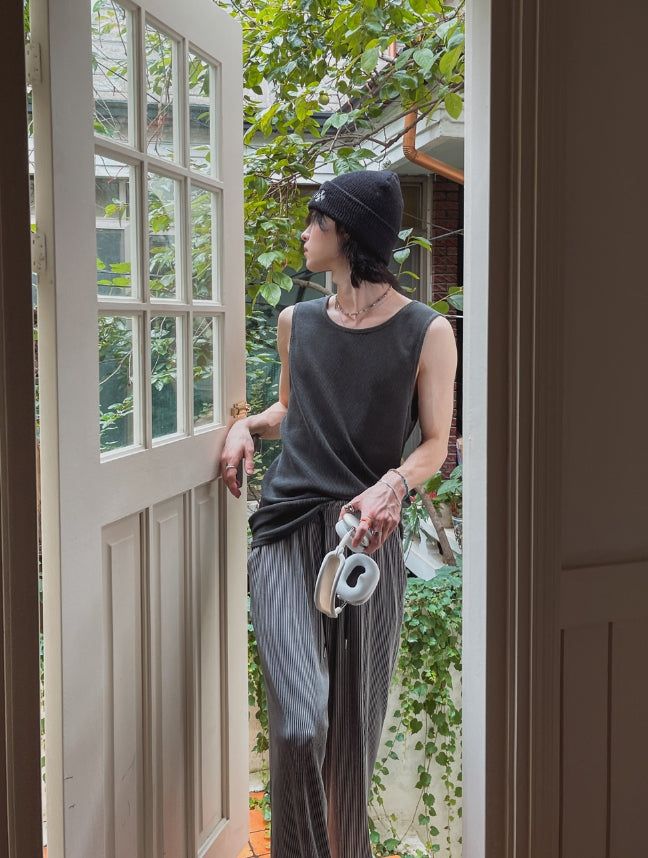Frank pigment waffle tank top
