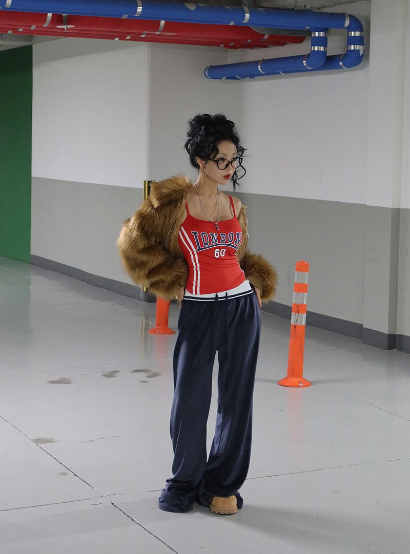 Velvet Coloring Sweats Wide Pants