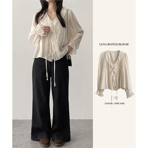 Poen puff string frilled blouse