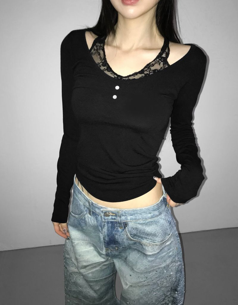 estrogen lace halter top(3 color)