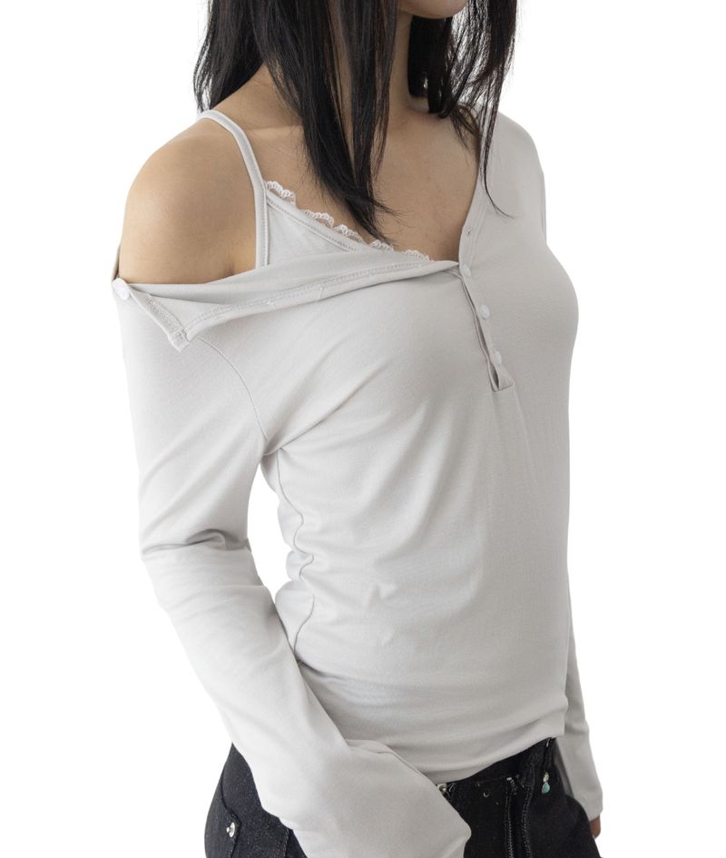 (Set) Mina V-Neck Layered T-Shirt