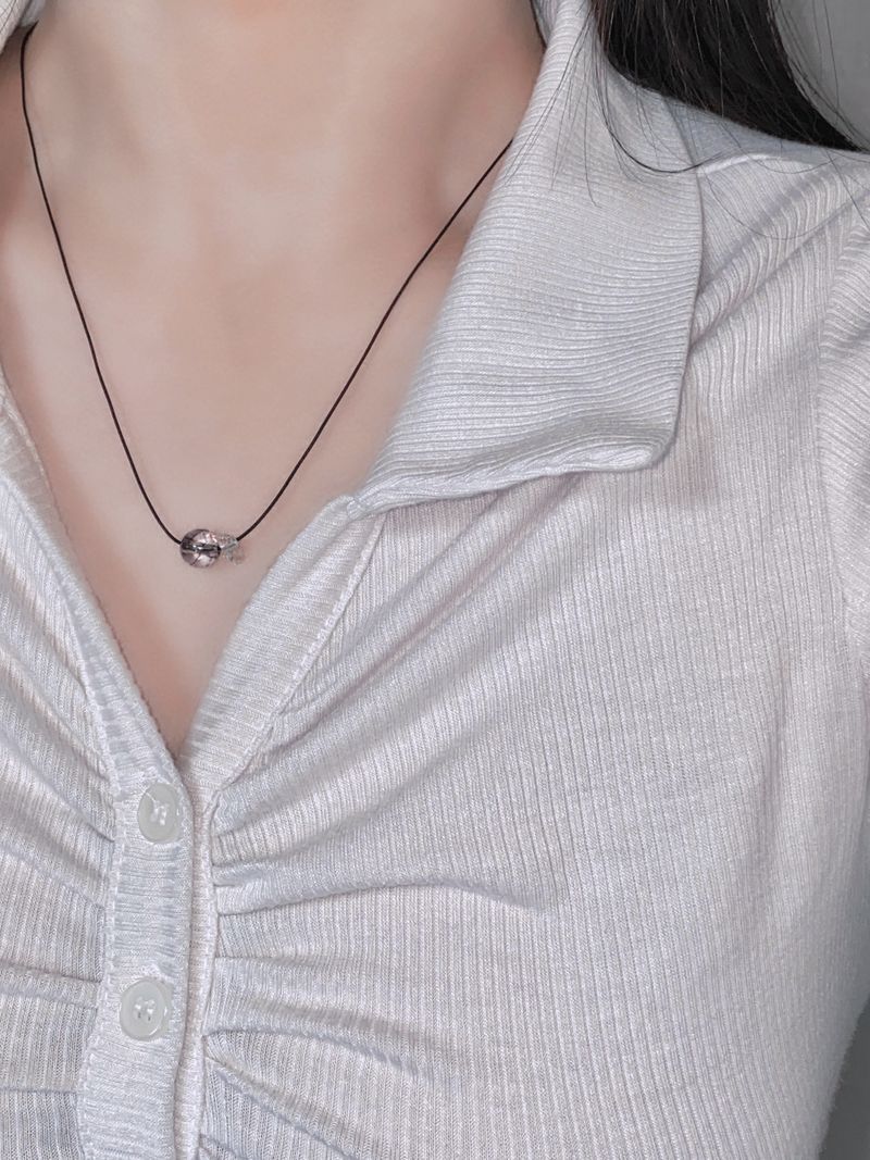 stainless steel Simple gemstone white crystal string necklace