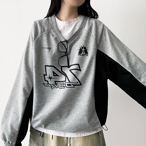 Early Color String V Sweatshirt