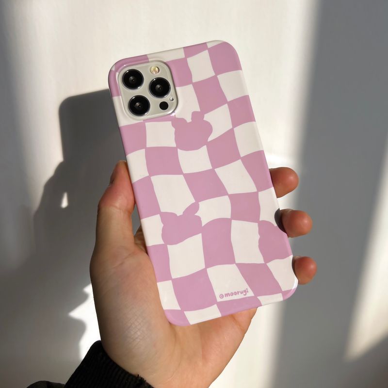 Checkerboard Pink Iphone Bumper case