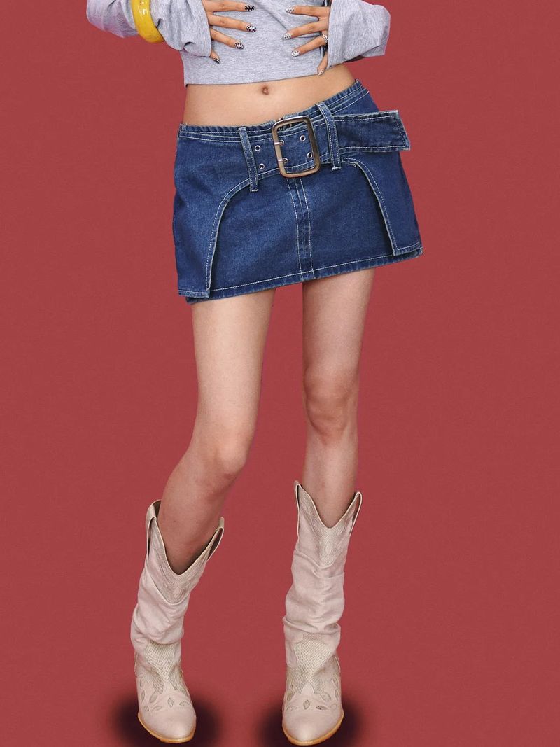 KUO（クーオ）の「butter low denim mini skirt (속바지)（Skirts）」