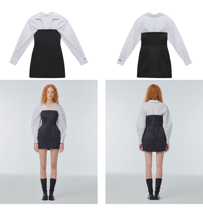 Blouse mixed mini dress