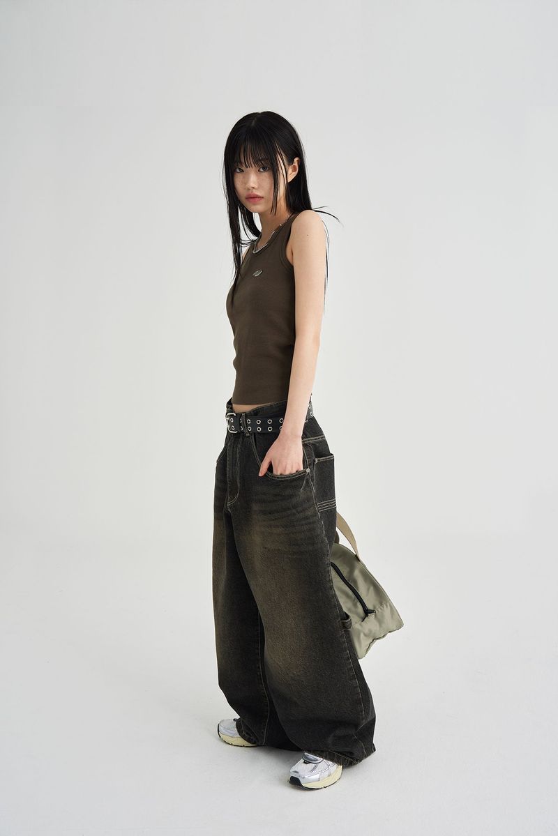 WASHED DENIM PANTS [BLACK]