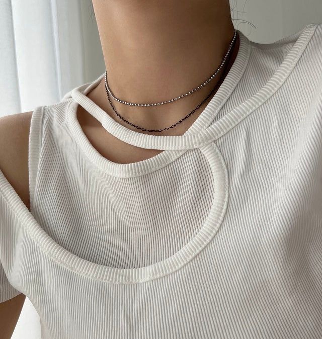 ib black 2-line ball chic choker necklace