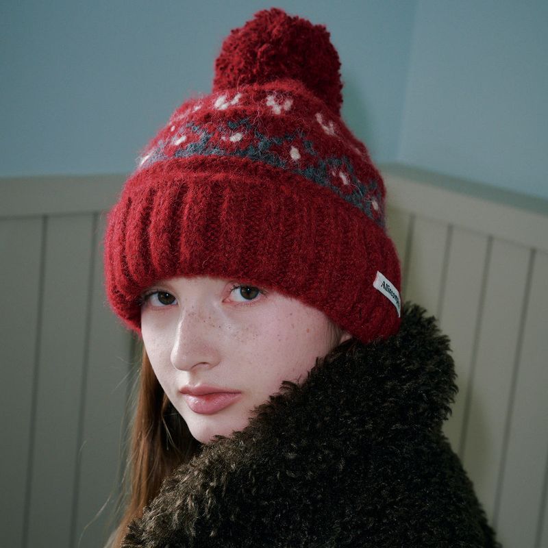 Heart Diamond Bell Beanie (Red)