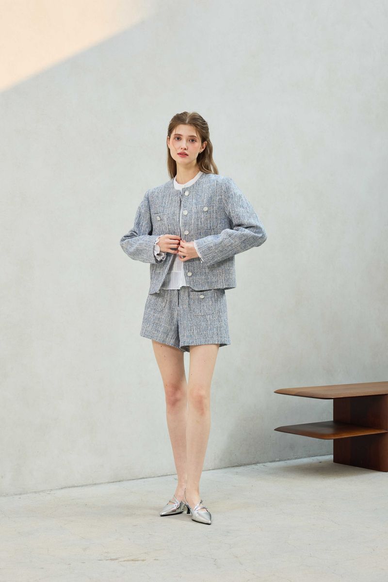 CHERISH TWEED SHORTS PANTS / SKY BLUE