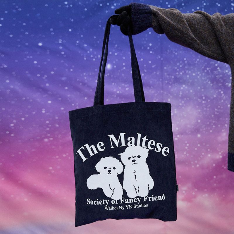 Maltese silhouette corduroy ecobag