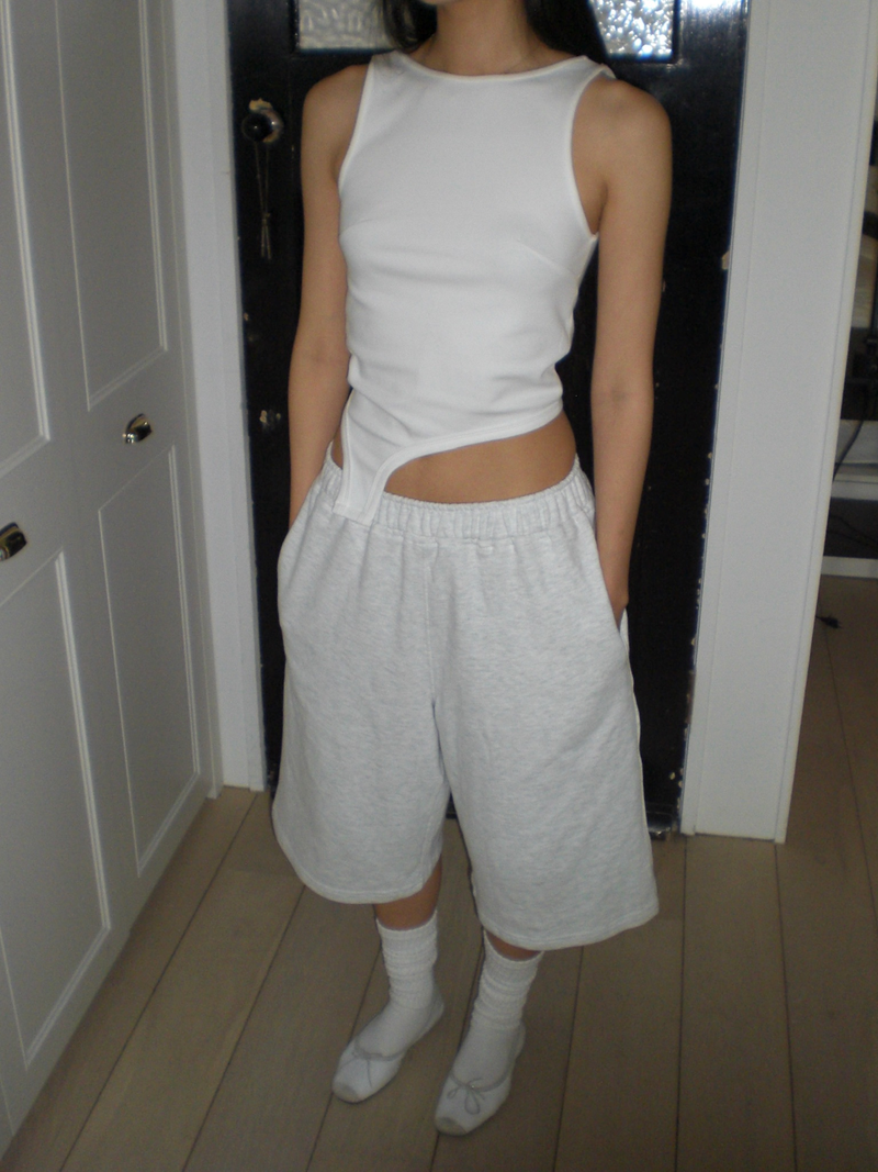 Bermuda sweat pants [White melange]