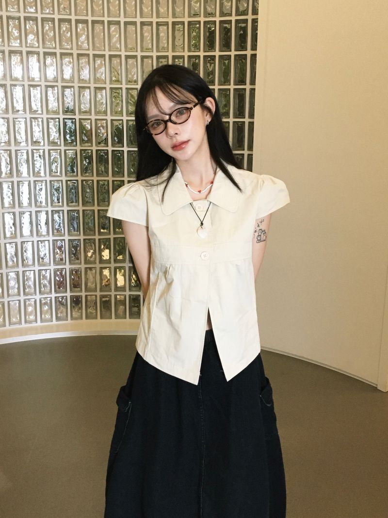 Eddie Collar Short Sleeve Blouse (2c)