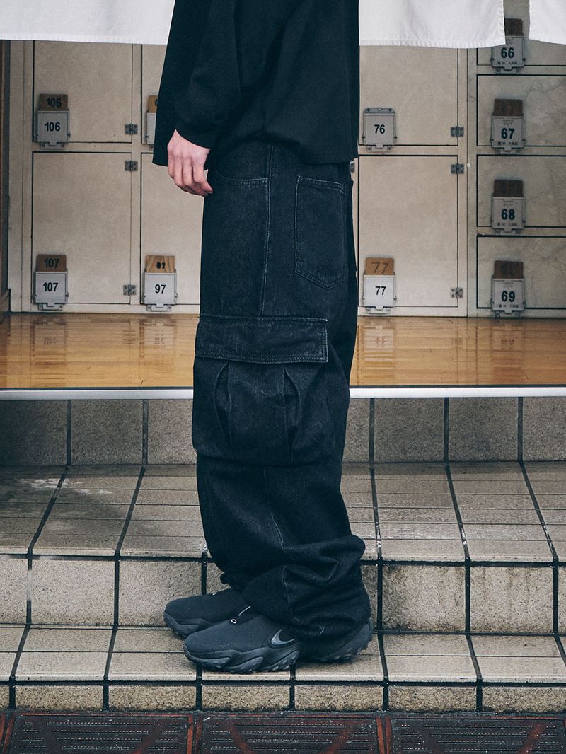 CARGO LOOSEFIT DENIM PANTS BLACK