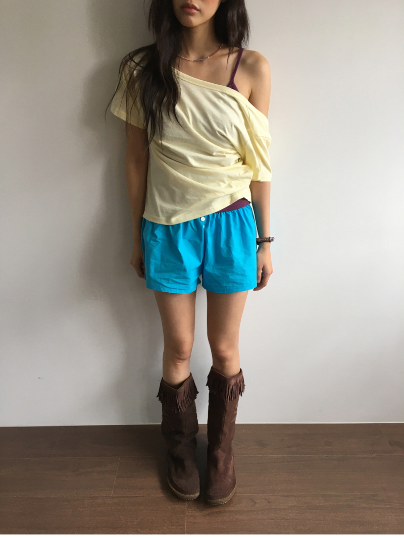 Neon button shorts (2color)
