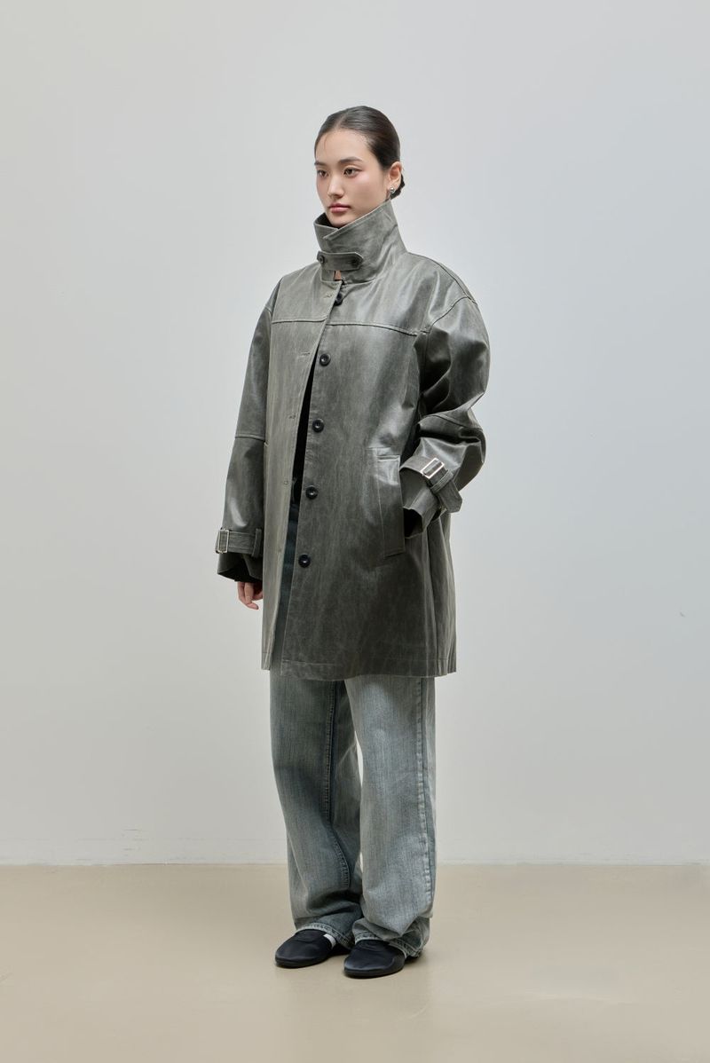Vintage Leather Half Coat