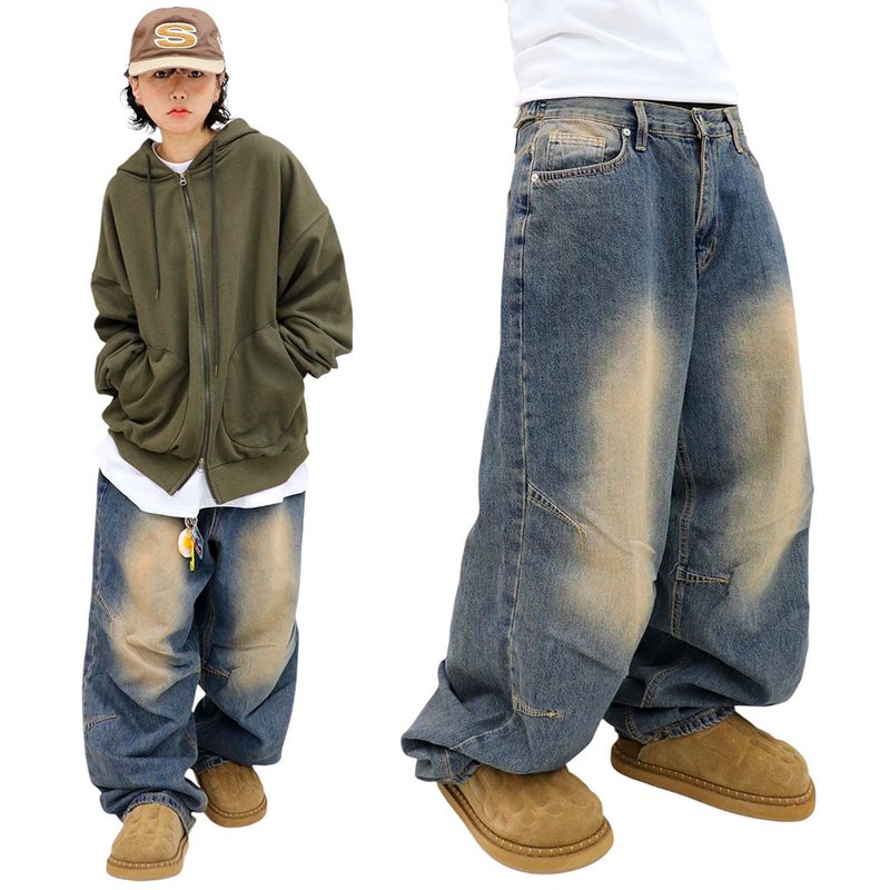 wide dart bizo denim pants