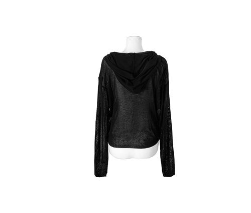 Hobin See-Through Knit Hood Cardigan