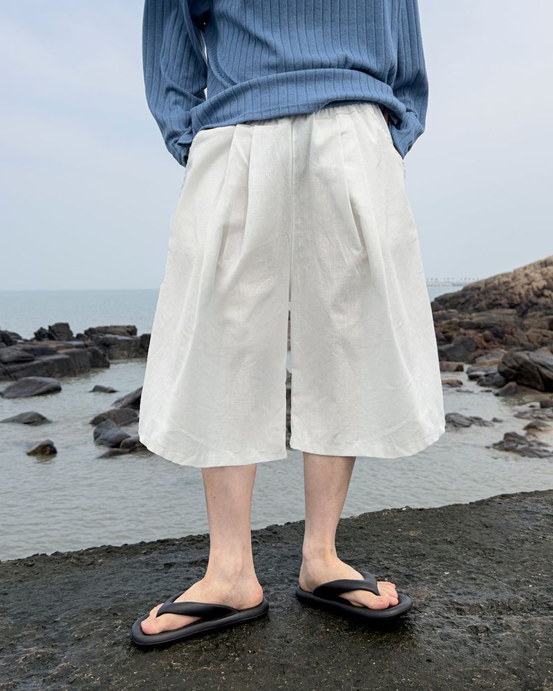 Rok Linen Pintuck Bermuda Pants