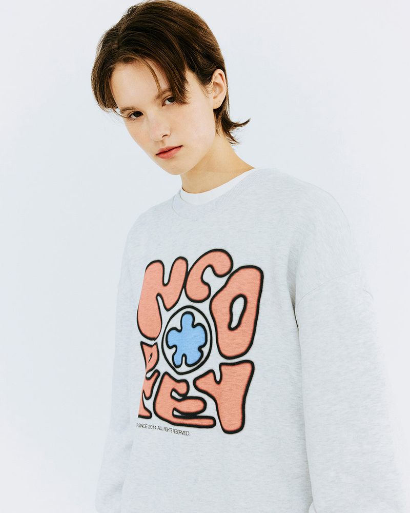 SPREAD NCOVER SWEATSHIRT-WHITE MELANGE