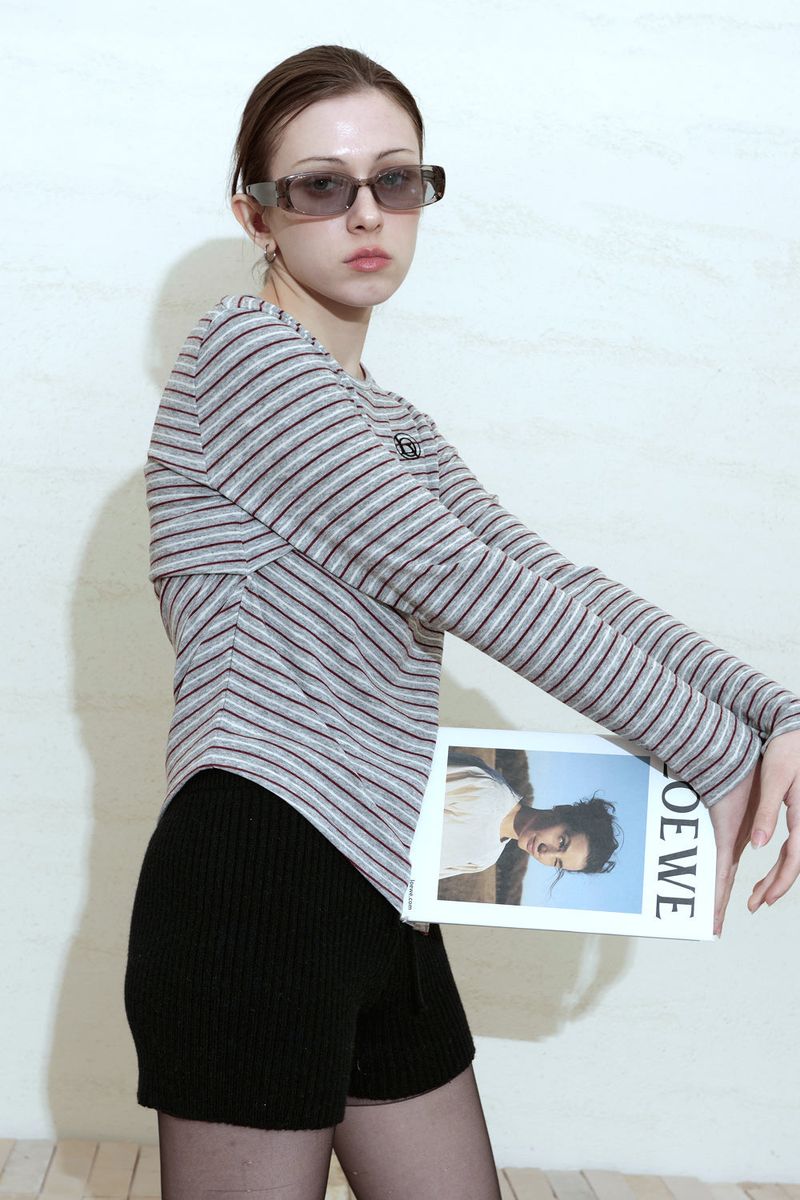 RETRO ASYMMETRIC TOP_MELANGE GRAY